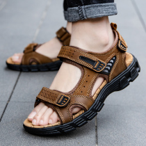 Huili leather sandals male tide youth students sports sandals non-slip summer Men Outdoor Leisure sandals