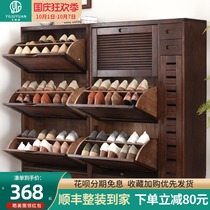 Solid Wood tipping bucket ultra-thin shoe cabinet porch cabinet home large capacity simple door entrance entrance storage hall Hall Cabinet