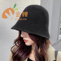 Autumn Winter Lady Pure Color Knit Wool Fisherman Hat Outdoor Warm minimalist Bucket Hat