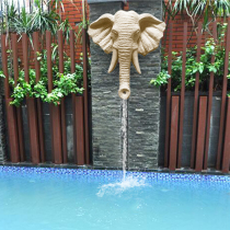 Sandstone elephant head water spray spout garden landscape sculpture water landscape fountain relief elephant outdoor decorative fountain