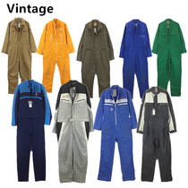 vintage old American-style one-piece suit pocket AH hip hop loose simple solid color men and women L1