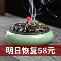 Incense household incense burner plate incense indoor stove cover fireproof with mosquito coil plate holder smoked creative ceramic mosquito repellent incense stove Big sandalwood No