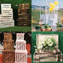 Forest storage box wooden storage box wooden frame retro forest wooden box decoration window decoration wedding props