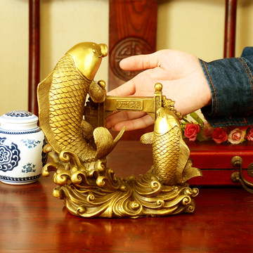 銅器 鯉躍龍門 客間 茶台 机 事務室 風水開運 装飾品 工芸品 置物 銅器 鯉躍龍門 客間 茶台 机 事務室 風水開運 装飾品 工芸品 置物鲤鱼