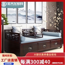 New Chinese Arhat bed Full solid wood Zen gold silk Sandalwood sofa bed storage multi-function push-pull Arhat sofa custom