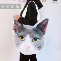 To map custom pet shaped bag Canvas bag custom womens shoulder cat cat dog pattern handbag shopping bag
