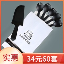 Cake tableware knife and fork disposable plastic knife and fork set birthday cake knife and fork set three-in-one