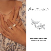 PoeticTwinkle twins butterfly language series Yin Haoyu with the same niche design 925 sterling silver open ring female