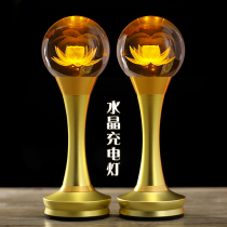  Crystal lotus lamp led Buddha lamp Rechargeable Buddha front lamp Household pair of plug-in Buddha Hall Guanyin Changming lotus lamp