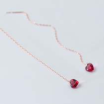 Love Loach s925 silver love heart ear line female Korean version Rose gold heart-shaped ear chain long ear pendant ear ornament female