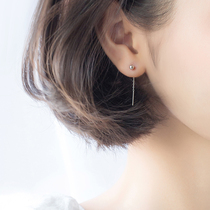 Love Loach s925 silver ear line female Korean version fashion minimalist light pearl earline temperament Short-ear chain earring ornament