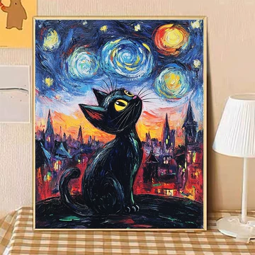 星空黑猫油画-星空黑猫油画促销价格、星空黑猫油画品牌- 淘宝
