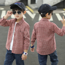 Boy blouses long sleeves striped shirt 2022 new handsome childrens spring and autumn undershirt CUHK child Han version of the ocean qi