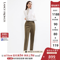 Lang Zi black technology hot fabric 2021 Winter new olive green professional high waist slim ankle-length pants female
