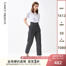 (Shanhai Jing joint section)Langzi 2021 summer new black loose striped suit straight nine-point pants