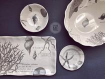 BAZAR ME European and American retro black and white marine life wind decoration hanging plate picnic plate is available