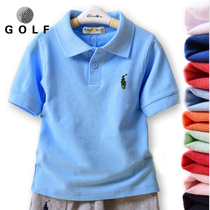 New childrens golf clothes for men and womens suits cotton short-sleeved T-shirt medium and large childrens clothing boys summer polo shirt
