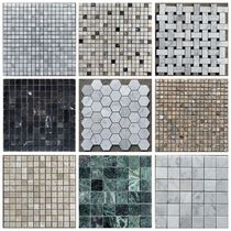 Stone new marble mosaic black and white mosaic beige mosaic hexagonal mosaic background wall pool