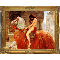 Lady godiva on horseback European living room sofa Wall oil painting limited hand-painted fireplace luxury framed painting
