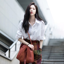 White Shirt Woman Loose LAZY CASUAL BLOUSE LONG SLEEVE PURE COTTON LINING WOMAN DESIGN SENSATION SMALL CROWD 2022 Spring Festival