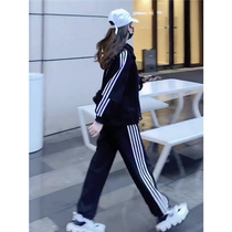 bf fried street hooded sports suit female spring and autumn student leisure cardigan large size sweater two-piece loose Korean version