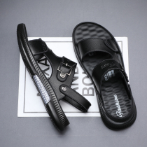Mens sandals 2022 new wave summer driving dual-use beach shoes Soft bottom non-slip outside wearing casual leather sandals