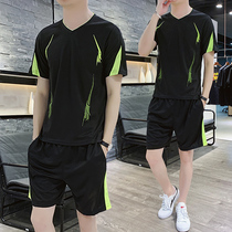 Sports Suit Mens Summer Short Sleeve Shorts Casual Running Suit Mens Big Code Loose Basketball Suit Football Sportswear