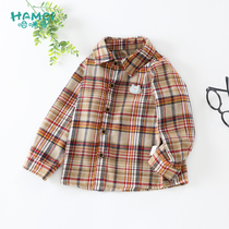 Childrens clothing Boys plaid shirt Spring and autumn baby long-sleeved shirt Small childrens top Korean version of the bottoming shirt clothes Korean version