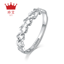 PT999 platinum ring womens live mouth flower-shaped ring White gold female ring Womens flower ring new Jane Ai