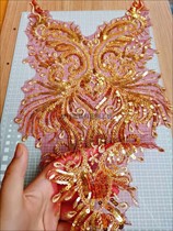 Red bottom gold beads embroidery stickers center flower heavy industry accessories dress decorative accessories DIY color embroidery decals