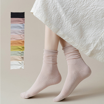 Socks womens stockings Summer thin cotton ins tide pile pile socks Black white summer Japanese womens socks