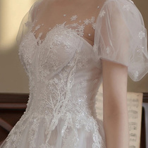 French light wedding dress small man 2021 New Forest Super fairy simple bride temperament go out gauze dress dress dress