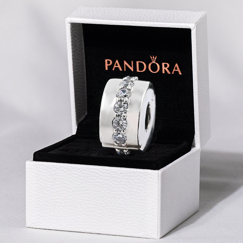 Pandora Pandoras official website bright road 925 silver silicone-free fixed clip 791972CZ jewelry string beaded girl