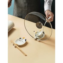 Home kitchen chopsticks artifact put cartoon rack spoon ceramic rack pot integrated shovel rack pot cover storage 