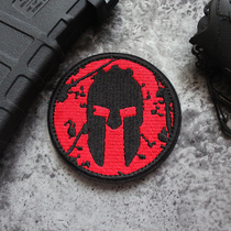 Full Embroidery Velcro Spartan Helmet Tactical Chapter Devil Sticker Armband Bag Sticker Round DIY Badge Sticker