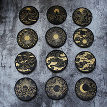 Chinese elements twelve auspicious clouds Velcro morale chapter Sun and Moon star Yunshan wave badge armband DIY patch