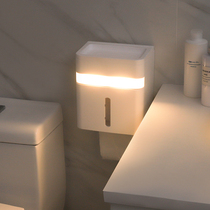 Intelligent human body induction night light led toilet tissue box rack toilet household non-perforated toilet paper box