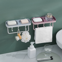 Soap box shelf drain toilet creative punch-free laundry soap box Double suction cup wall-mounted soap box