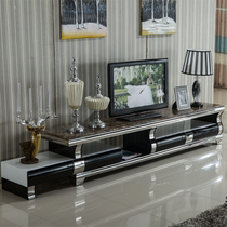Retractable TV cabinet Coffee table combination set Modern simple living room small apartment Nordic marble TV cabinet
