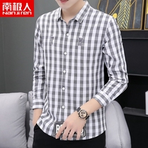 Antarctic personality shirt mens long-sleeved spring and autumn slim all-match 2021 new casual trend autumn shirt