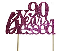 All About Details Pink 90-Years-Blessed Cake Topper