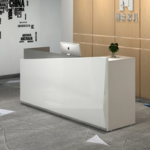 Custom atmosphere office front desk Education and training institutions Modern simple white paint beauty salon Piano line reception desk