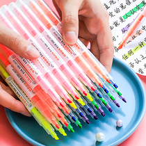 14 highlighter marker pens students use to make notes color fluorescent pen candy rough drawing note key pen endorsement artifact test research fluorescent pen hand account pen light color double-headed mark silver light pen