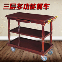  Three-story wooden dining car Luxury silent wheel food delivery car Hotel restaurant food delivery car Snack car Collection car service car