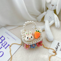 Pearl Handbag children Package little girl Princess girl Slant Satchel Fashion Cartoon Tide Cute Chain Accessories