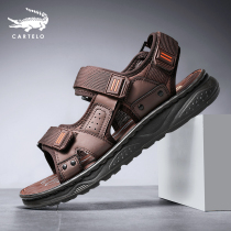 Crocodile sandals mens 2022 new summer sports beach shoes non-slip outside wearing soft-bottom trendy casual men slippers