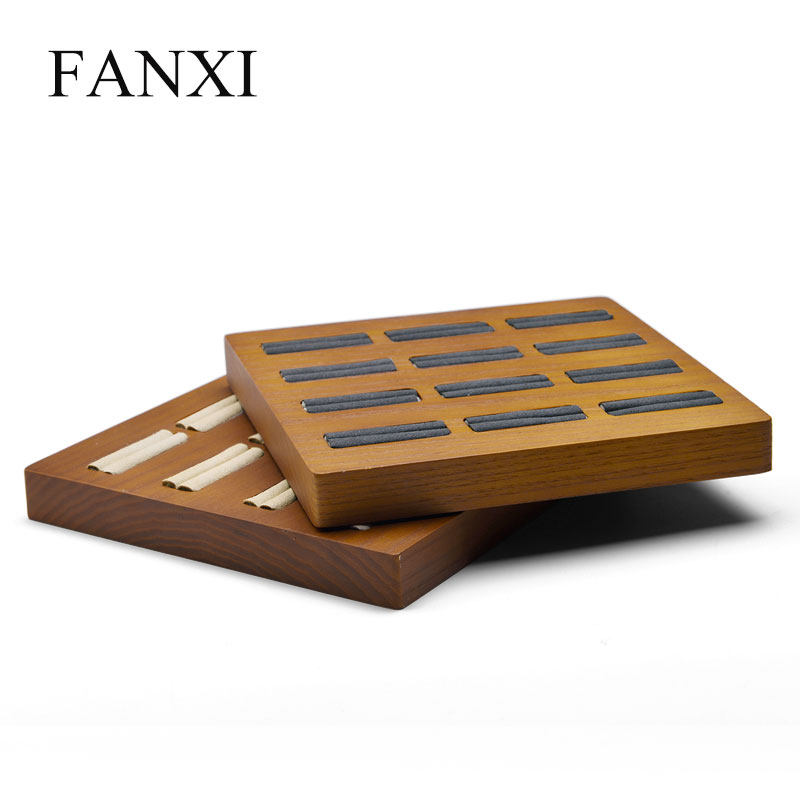Vancie FANXI ring display tray real wood collection plate ring jewelry pallet jewelry display props 12 bits