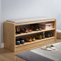 Nordic full solid wood changing shoes stool Home Genguan Brief Shoes Cabinet Shoes Rack Integrated Shoes shop Shoe Bench can sit on a shoe stool