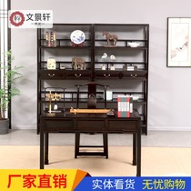 Wen Jingxuan Mahogany desk Purple sandalwood bookshelf Ming-style desk combination East African black sandalwood study furniture set