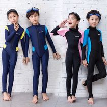 Childrens sunscreen swimsuit one-piece long-sleeved diving suit baby swimsuit snorkeling water male and female child jellyfish female